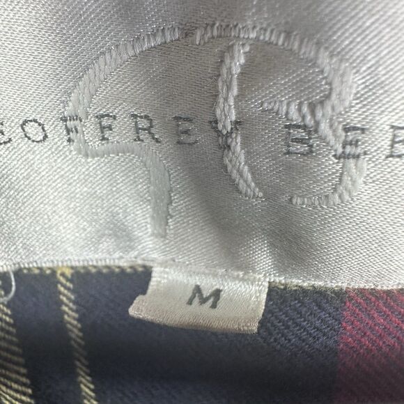 Vintage Geoffrey Beene Flannel Plaid Lined Denim Jacket Leather Collar Men's M - Picture 4 of 16